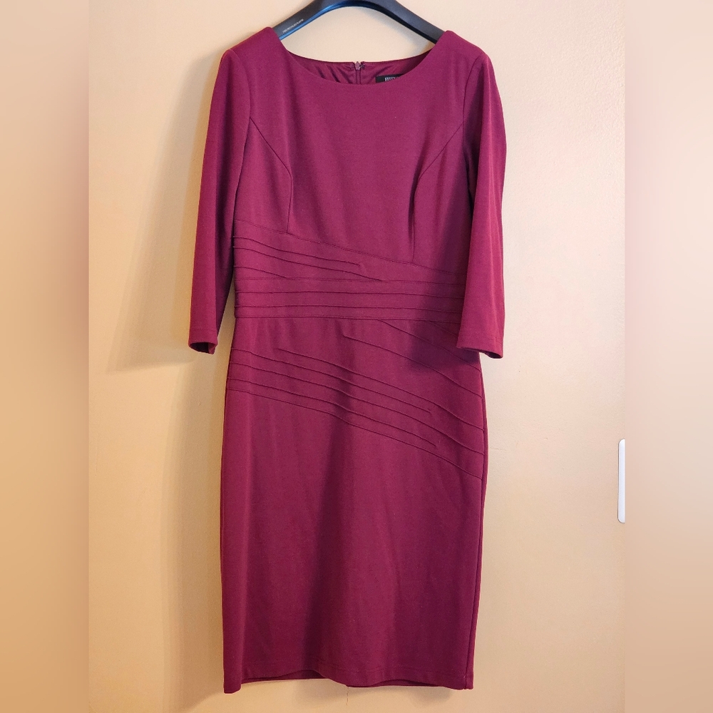 Ellen Tracy long-sleeve dress, burgundy shade, size 6
